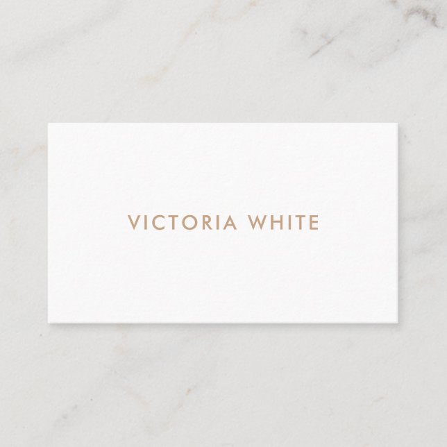 Simple Modern Chic White Beige  Business Car Business Card (Front)