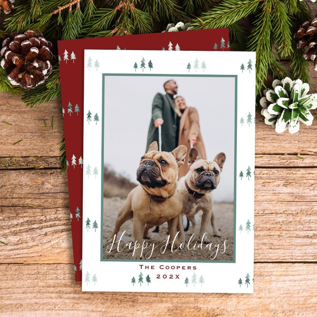 Simple Modern Christmas Tree Happy Holidays Photo Holiday Card (Creator Uploaded)