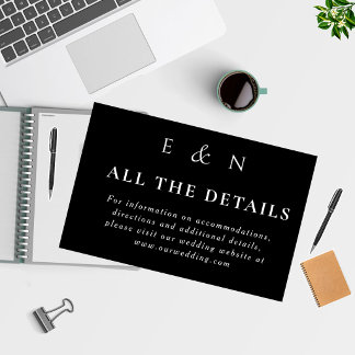 Simple Modern Classic Black Wedding Details Enclosure Card