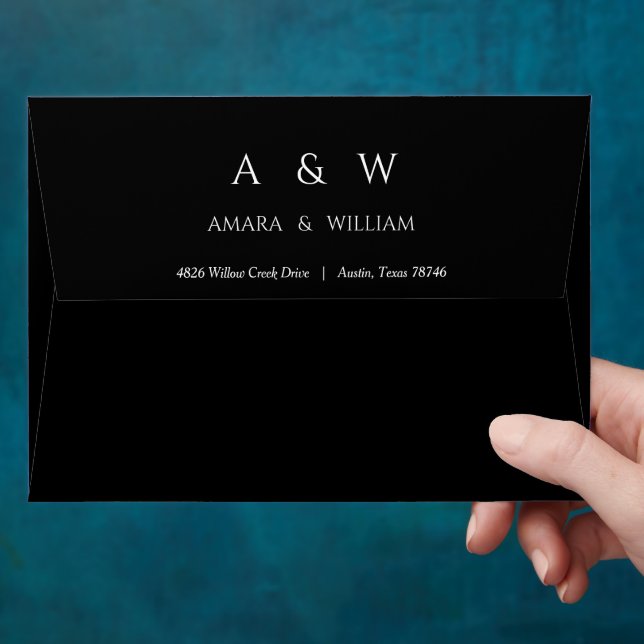 Simple Modern Classic Black Wedding Envelope (Hand)