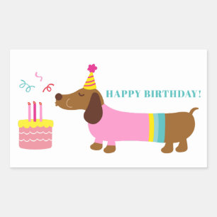 Simple Modern Classic Cute Dog Happy Birthday Sticker