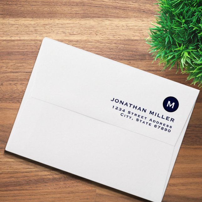 Simple Modern Classic Monogram Return Address Envelope (Creator Uploaded)