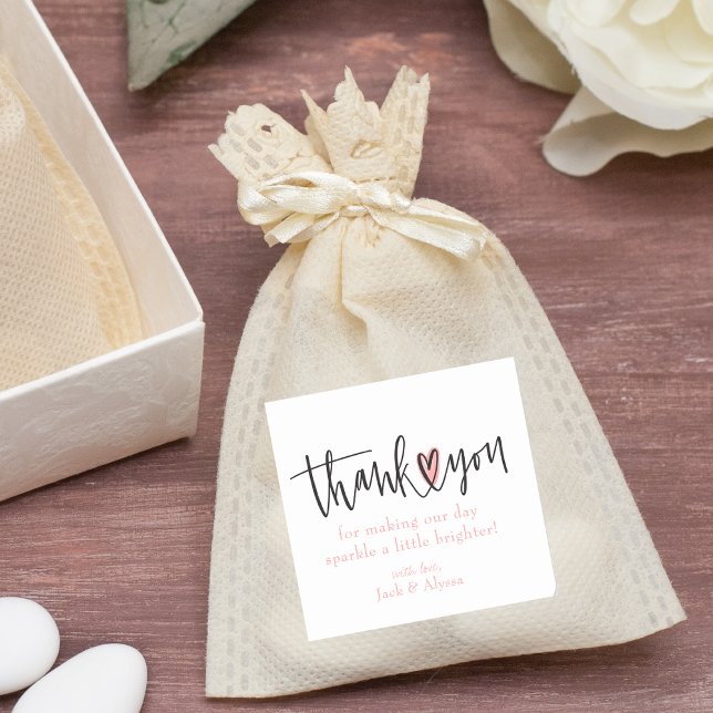 Simple Modern Classic Thank You Typography Square Sticker (Creator Uploaded)