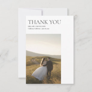 Simple Modern Classic Wedding Photo Thank You Card
