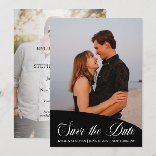 Simple Modern Classy Script Two Photo Wedding Save The Date
