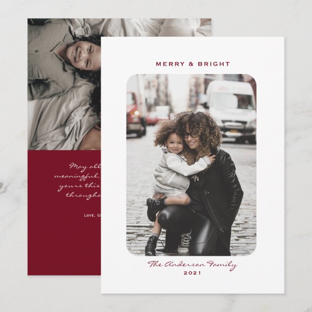 Simple modern clean Christmas holiday photo cards (Front/Back)