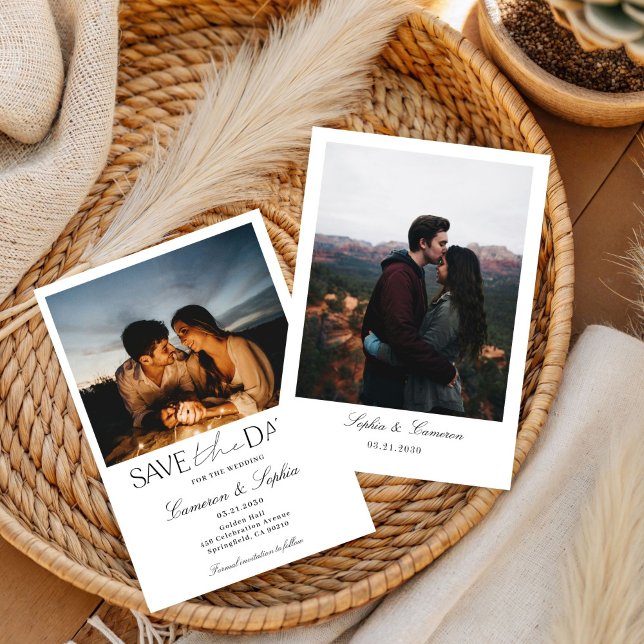 Simple Modern Collage Minimal Photo unique Save  The Date (Creator Uploaded)