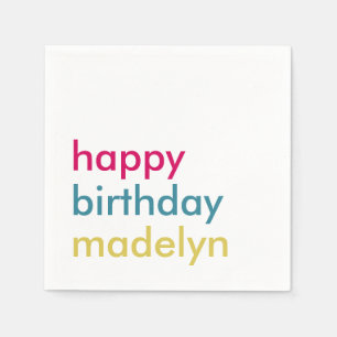 Simple modern colorful birthday napkin
