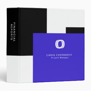 Simple Modern Colour Block Blue White and Black Binder