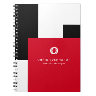 Simple Modern Colour Block Red White and Black Notebook