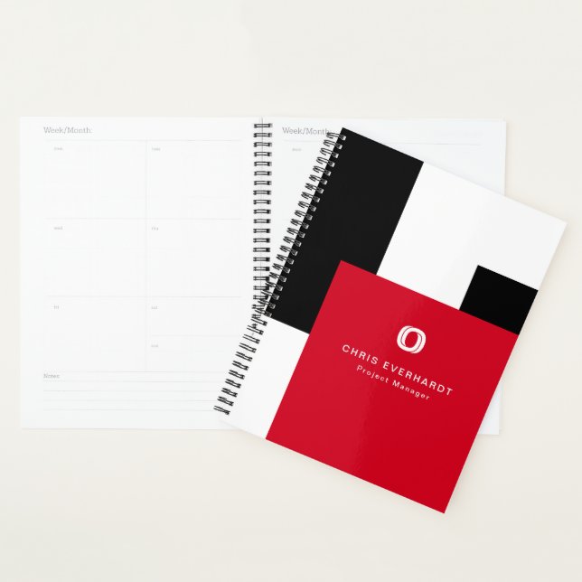 Simple Modern Colour Block Red White and Black Planner (Display)