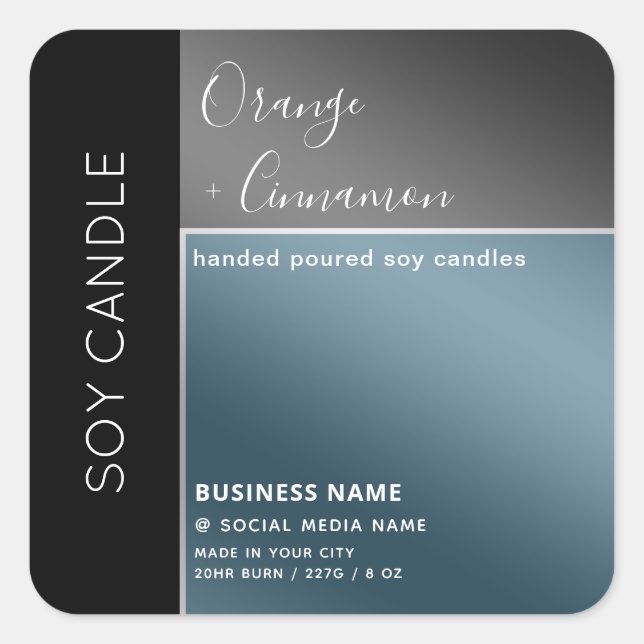 Simple modern colour block typography soy candle   square sticker (Front)