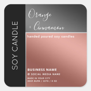 Simple modern colour block typography soy candle square sticker