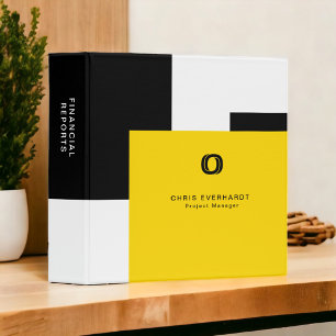 Simple Modern Colour Block Yellow White and Black Binder