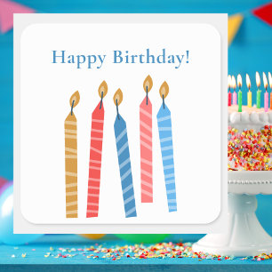 Simple Modern Colourful Birthday Candles Square Sticker