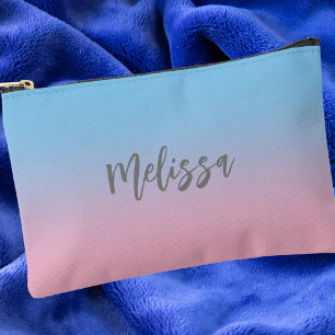 Simple Modern Colourful Blush Pink and Blue Accessory Pouch
