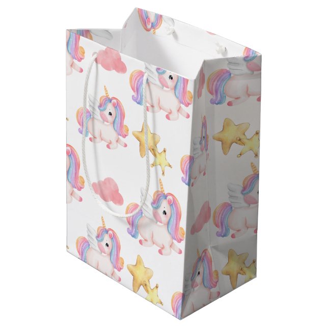 Simple Modern Colourful daisy flowers birthday par Medium Gift Bag (Back Angled)