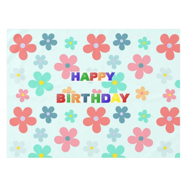 Simple Modern Colourful daisy flowers birthday par Tablecloth (Front (Horizontal))