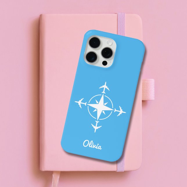 Simple Modern Compass and Airplane Travel Custom Case-Mate iPhone Case (Creator Uploaded)