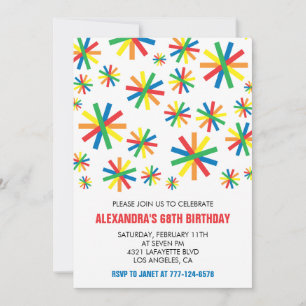 Simple Modern Confetti 68th birthday invitations