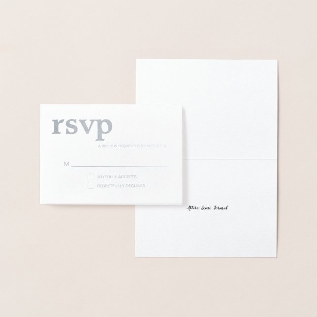 Simple Modern contemporary event RSVP Foil Card (Display)
