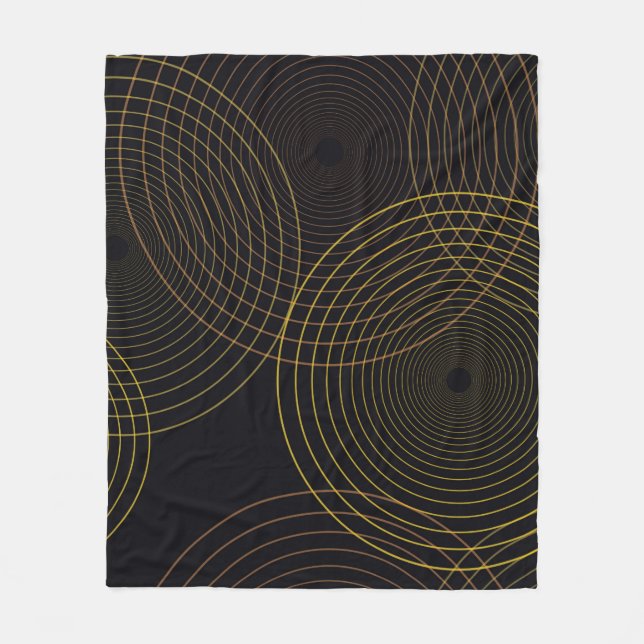 Simple, modern, cool, trendy thin line circles fleece blanket (Front)