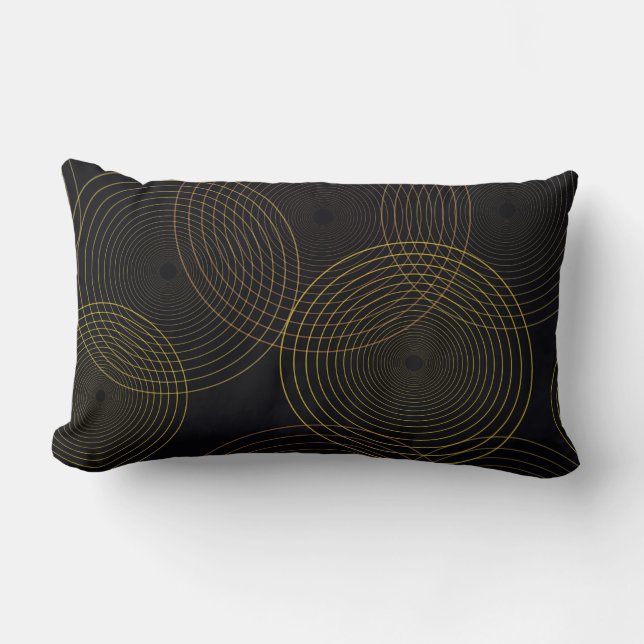 Simple, modern, cool, trendy thin line circles lumbar pillow (Front)