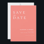 Simple Modern Coral Pink Wedding Save the Date<br><div class="desc">Simple Modern Coral Pink Wedding Save the Date</div>