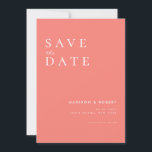 Simple Modern Coral Pink Wedding Save the Date<br><div class="desc">Simple Modern Coral Pink Wedding Save the Date</div>