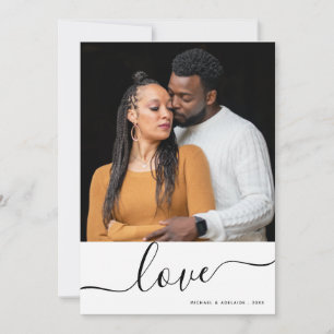 Simple Modern Couples Custom Photo Valentines Day Holiday Card