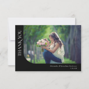 Simple Modern Curved Photos Wedding Thank You
