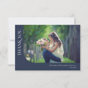Simple Modern Curved Photos Wedding Thank You Card
