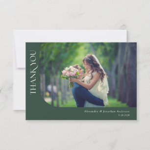 Simple Modern Curved Photos Wedding Thank You Card