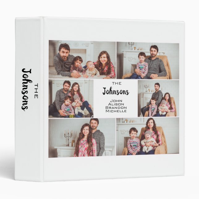 Simple Modern Custom 6 Family Photo Collage Binder (Front/Spine)