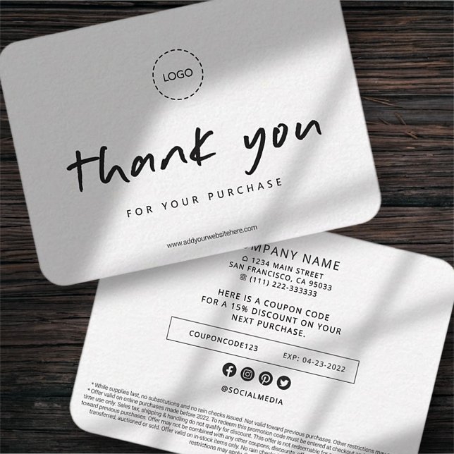 Simple Modern Custom Business Logo Promo Coupon Card (Creator Uploaded)