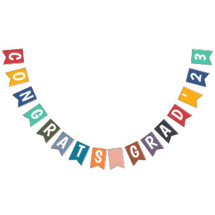 Simple Modern Custom Congrats Grad Class Year Bunting Flags