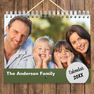 Simple Modern Custom Family Photos Personalized Calendar