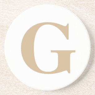 Simple Modern Custom Initial White and Beige Coaster