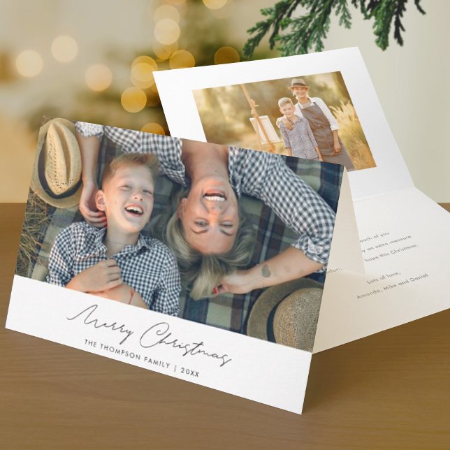 Simple Modern Custom Merry Christmas Photo Card (Creator Uploaded)
