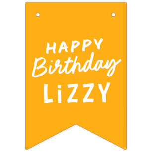 Simple Modern Custom Non-Photo Birthday Greeting Bunting Flags