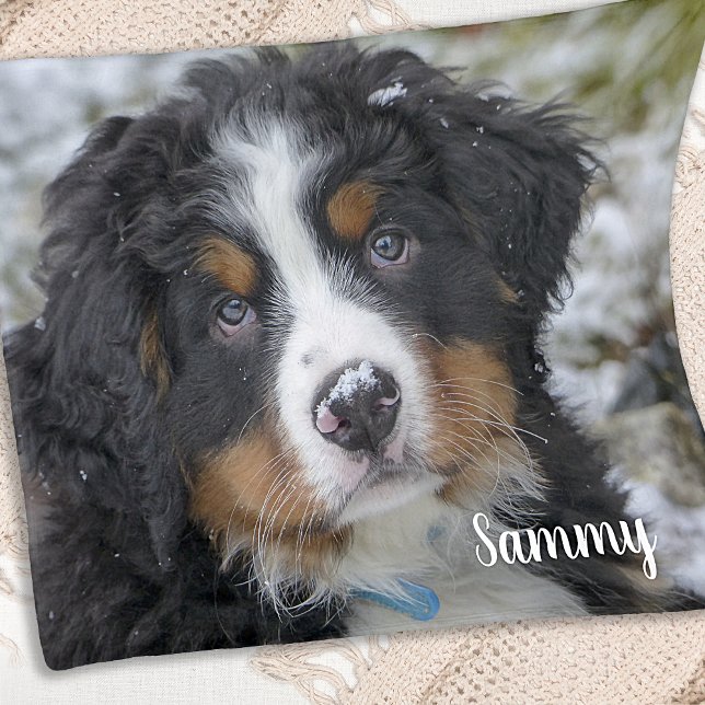 Simple Modern Custom Personalized Pet Dog Photo Fleece Blanket (Creator Uploaded)