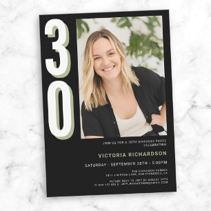 Simple Modern Custom Photo 30th Birthday  Invitation