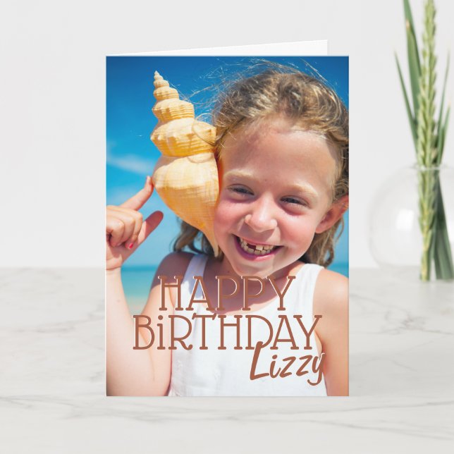 Simple Modern Custom Photo Birthday Greeting Card (Front)