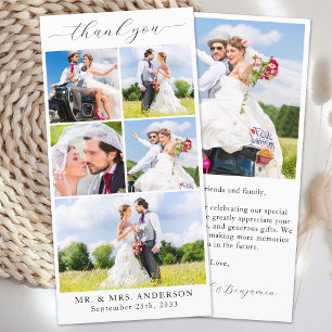Simple Modern Custom Photo Collage Wedding  Thank You Card