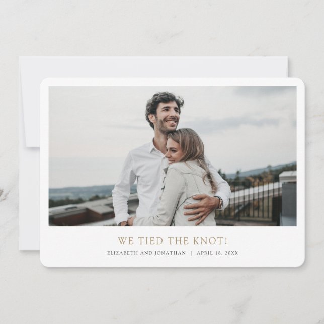 Simple Modern Custom Photo Elopement Wedding Annou Announcement (Front)