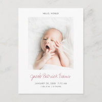 Simple Modern Custom Photo New Baby Birth