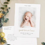 Simple Modern Custom Photo New Baby Birth Announcement Postcard<br><div class="desc">This simply charming photo birth announcement postcard features a contemporary design that lets you easily customize it to suit your style. At the very top, we've added 'HELLO, WORLD' but please feel free to change that to whatever strikes your fancy, be it 'WELCOME' or 'INTRODUCING', etc. If you'd like to...</div>
