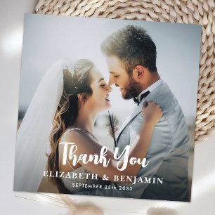 Simple Modern Custom Photo Personalized Wedding Thank You Card