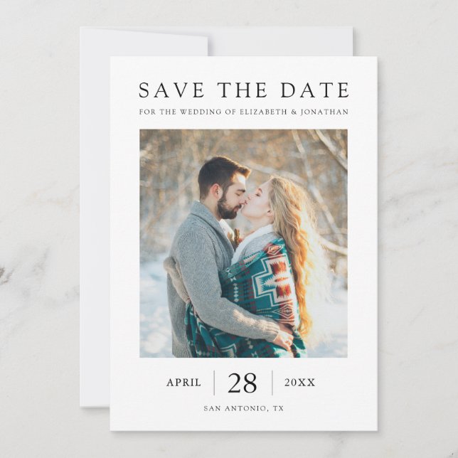 Simple Modern Custom Photo Save the Date Invite (Front)
