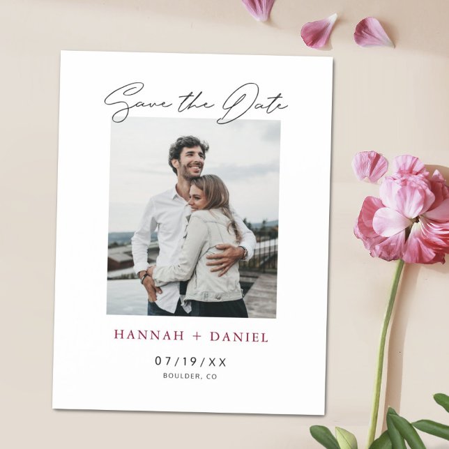 Simple Modern Custom Photo Wedding Save the Date Magnetic Invitation (Creator Uploaded)